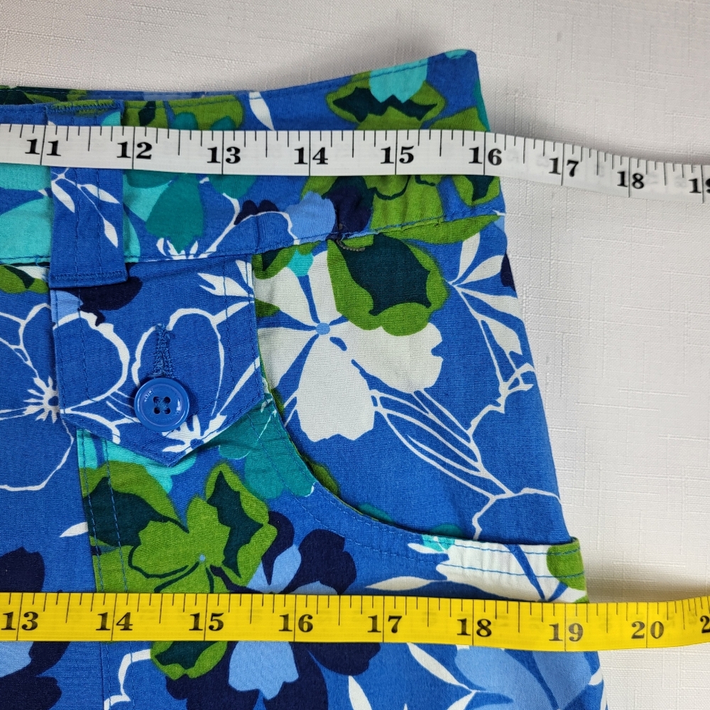 White Stag SKORT Womens Size 8 Blue Green Floral Stretch Pockets Skirt w Shorts - Picture 3 of 13